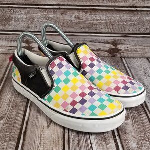 VANS OFF THE WALL Women's Missy 5 Classic Slip On Multicolor Checkered Shoes
